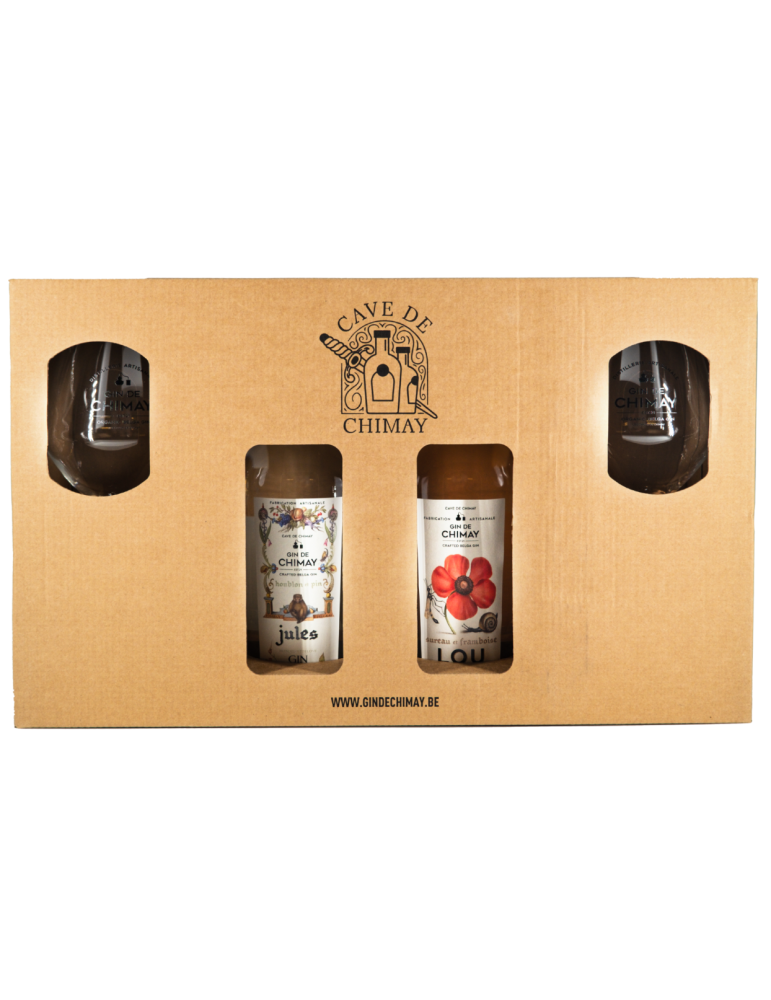 Coffret Jules Gin & Lou Gin 50cL + 2 Verres - Cave de Chimay